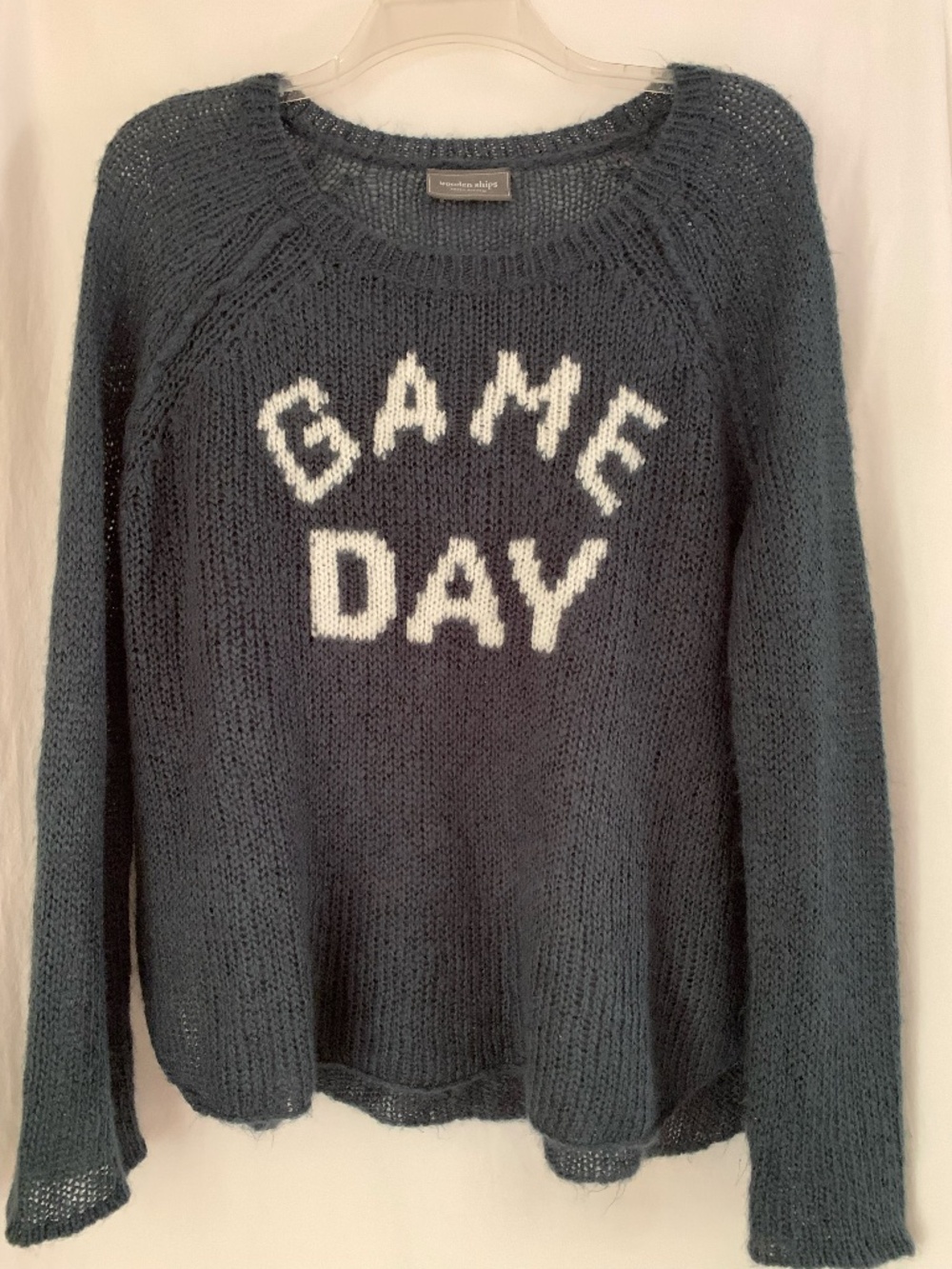 Wooden Ships blue loose knit "Game Day" sweater